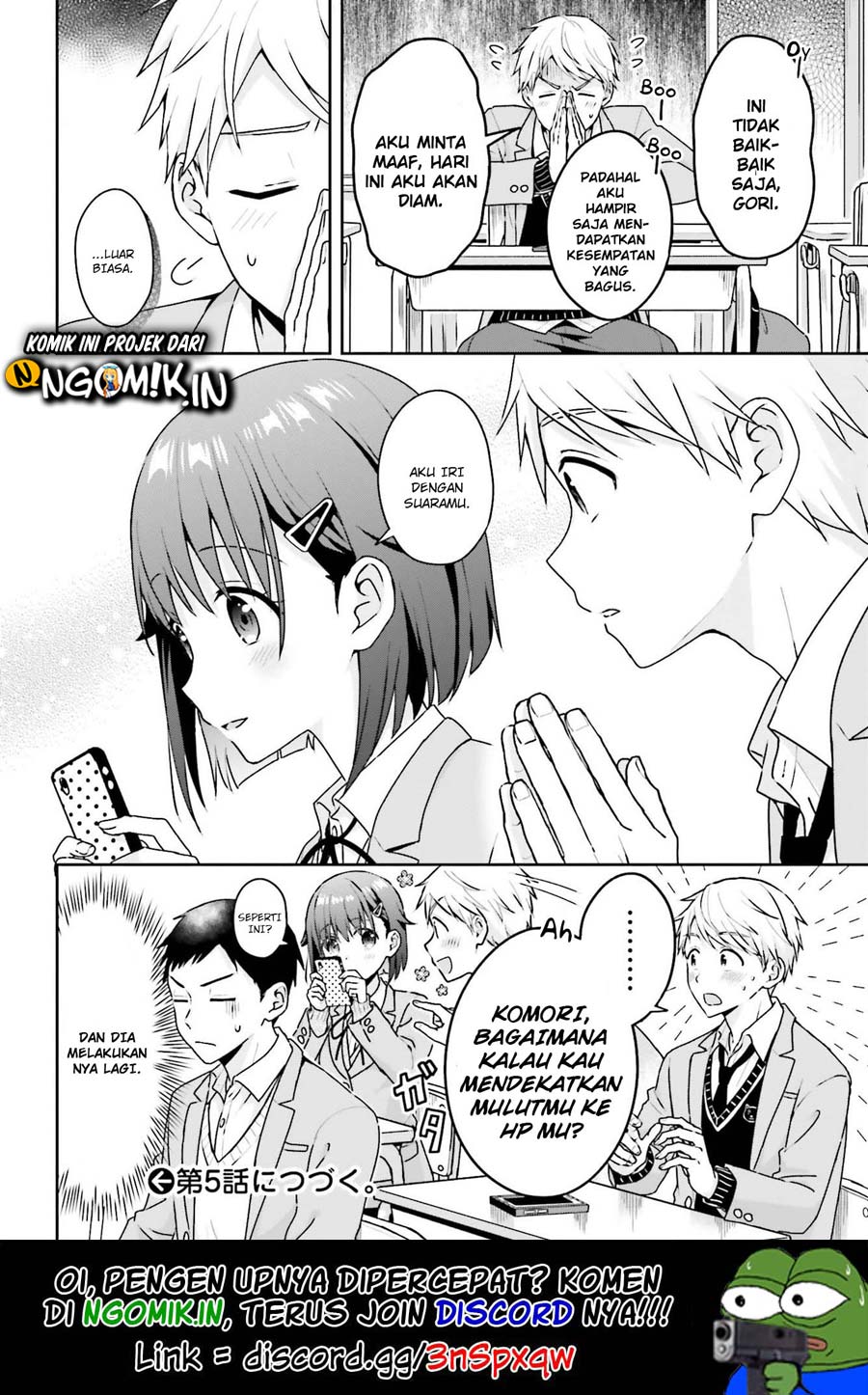 Koe no Chiisai Komori-san to Kuso Deka Oogoe no Oobayashi-kun Chapter 4